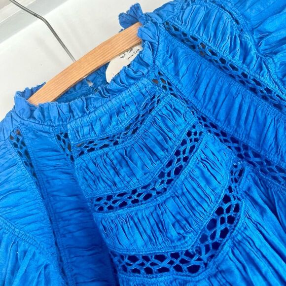 $250 Sea New York Organic Cotton Cottage Prairie Flutter Sleeve Top XS Womens - Picture 7 of 8